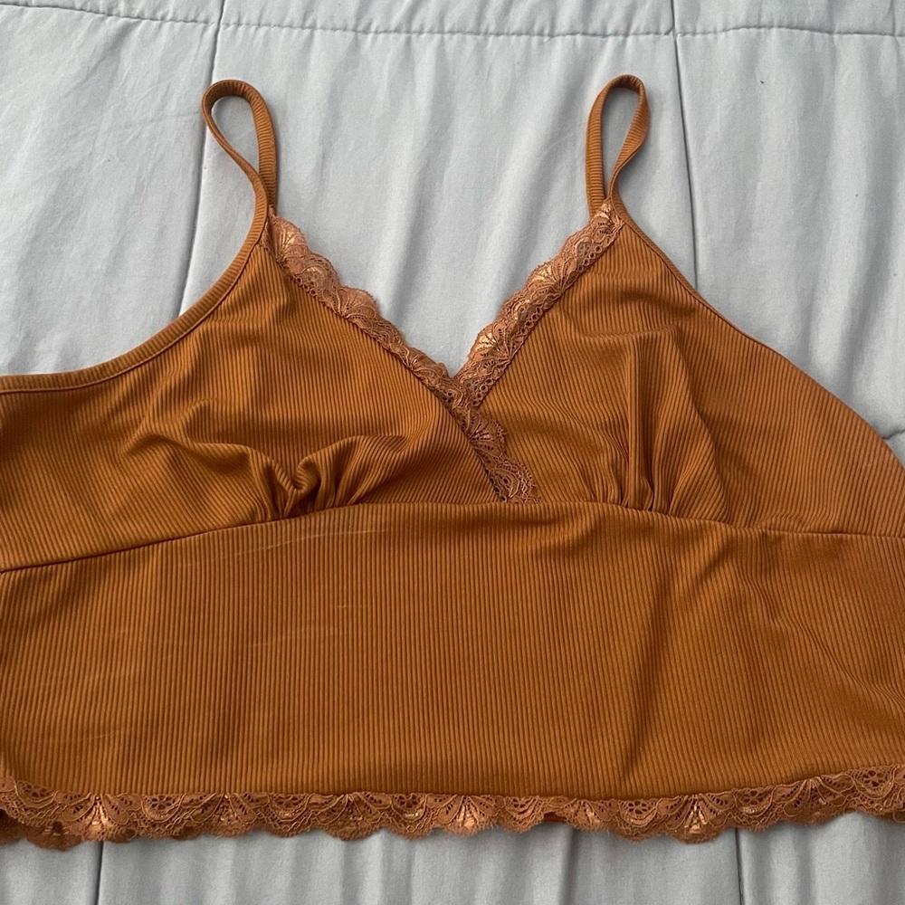 Brown lace tank